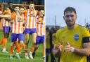 Going head to head - Braintree Town's Matt Rush and Concord Rangers' Aron Pollock