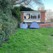 Tents - The tents pitched next to Lake Meadow's Cafe in the Park