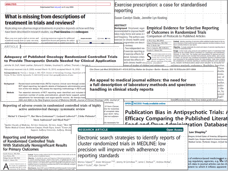 Titles of papers about the quality, reporting and reproducibility of published biomedical research studies