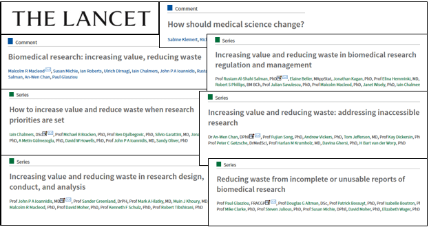 Titles of papers in the Lancet Waste Series