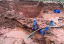 The burst pipe at the sewage treatment plant in Maer Lane, Exmouth