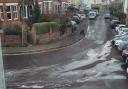 A water leak has turned to ice in Rhyll Grove, Exmouth.