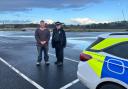 Cllr Henry Riddell and Sgt Richard Stonecliffe at Lime Kiln car park