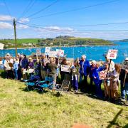 Protestors at the green space on Sunday