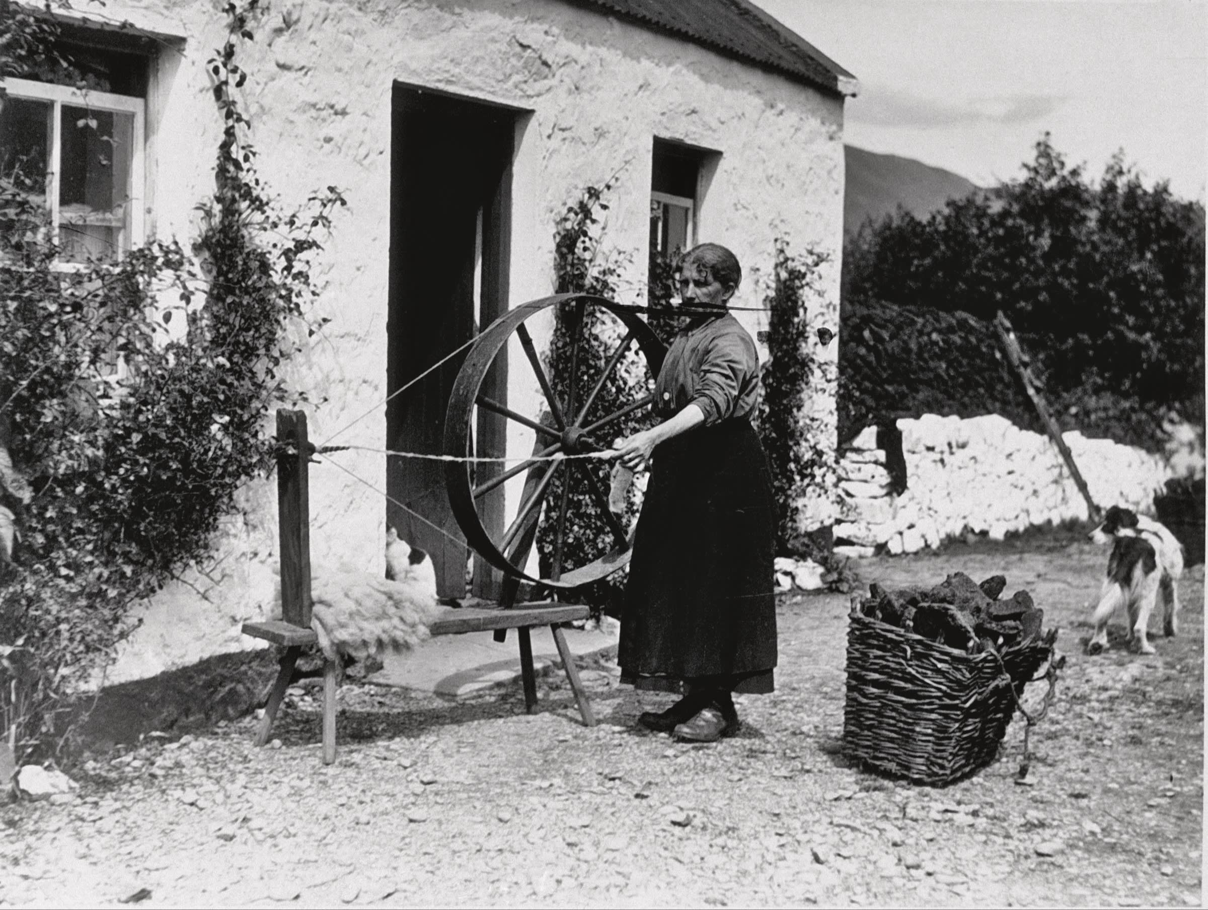 Spinning wool in Connemara, c1925