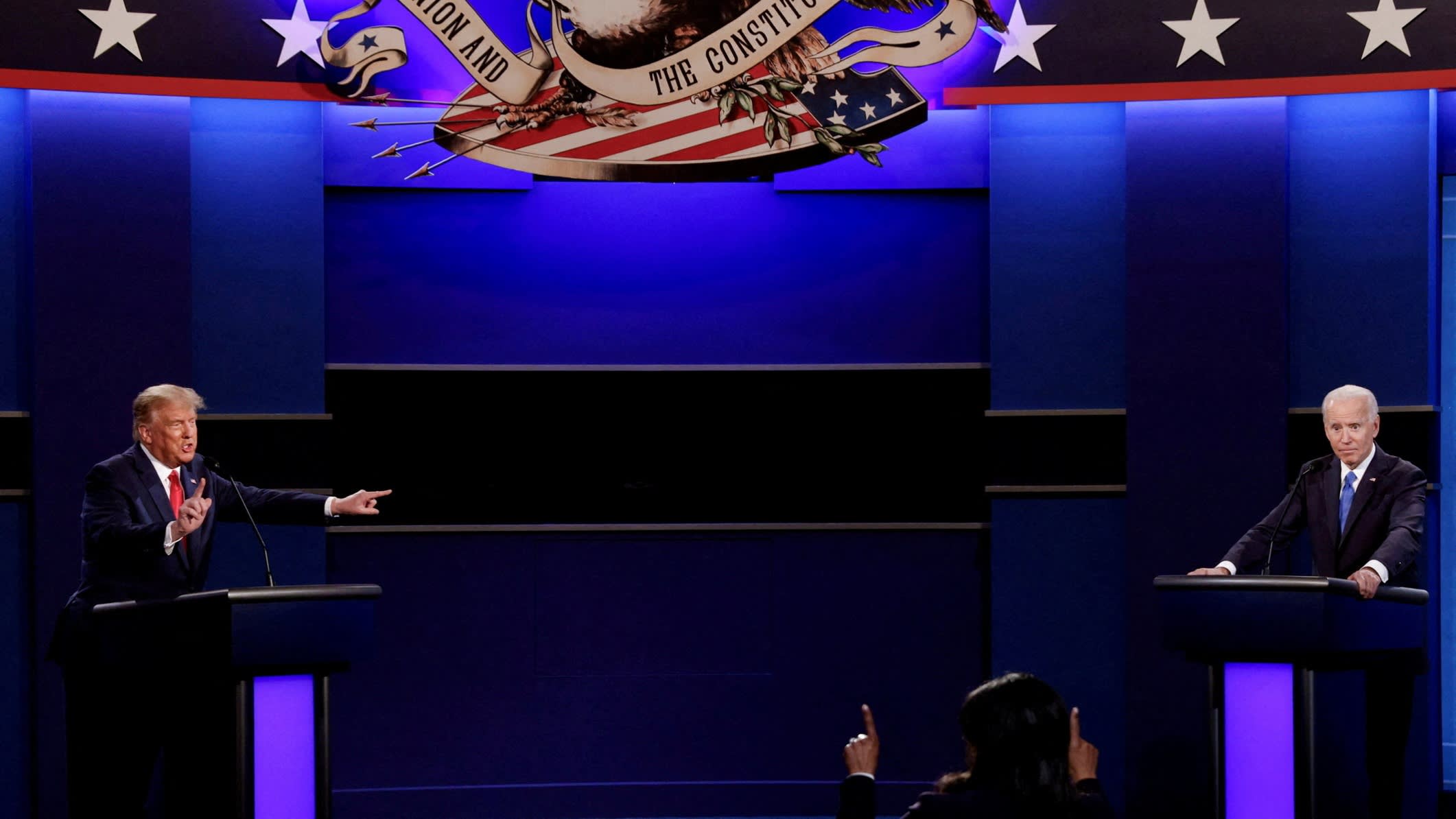 Donald Trump and Biden during their final 2020 debate in Nashville, Tennessee in October 2020.