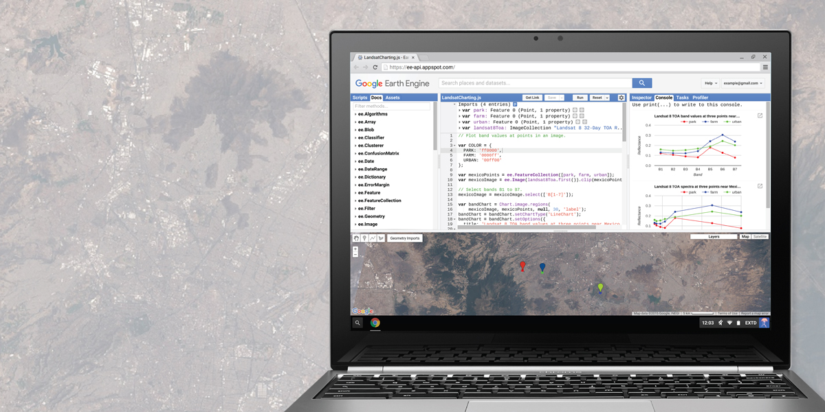 Image of Google Earth Engine platform on a computer screen