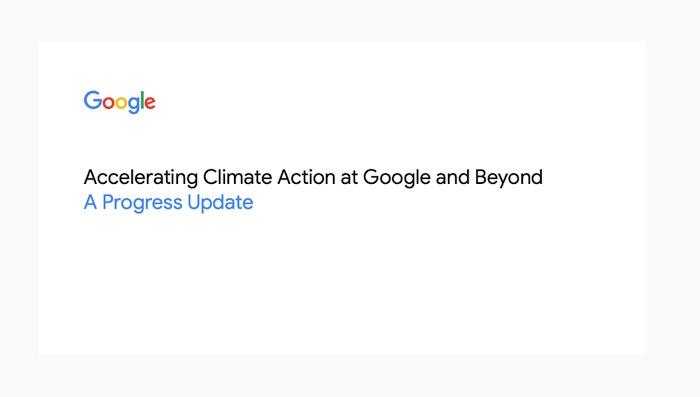 Cover image of a white paper titled: Accelerating Climate Action at Google and Beyond: A Progress Update