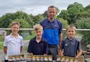 Grove Golf Club members (l-r) Leo Crowther, Haydn Price and Owen Davies with Gary Morgan (PGA Professional).