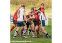 Nathan Boden charges through tackles during Hereford’s 16-15 win over Moseley Oak