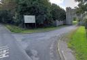 A vehicle left the scene after crashing through a hedge and fencing near Hampton Court Castle