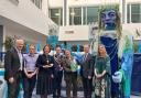 Senior councillors with the Goddess of the Wye in the Plough Lane atrium