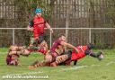 Danny Robson scores a try during Hereford’s 19-33 away victory at Malvern