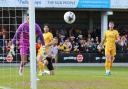 Andy Williams watches on as his effort narrowly evaded the Boston goal