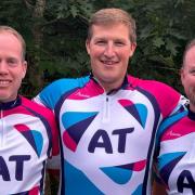 From left: Shaun Middleton, Howard Smith and David Macdonald, who are raising money for the AT Society. Inset: Rhys Macdonald