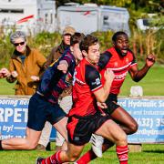 Joe Vaughan scored one of Hereford’s tries in their 57-14 win over Berkswell & Balsall