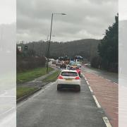 Emergency services at the A49/A417 junction at Dinmore, near Leominster