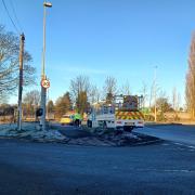 The A40 is closed near Ross-on-Wye