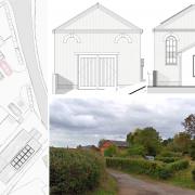 A plan of the proposed development, 'before' and 'after' the proposed changes to the front of the chapel building, which lies down a cul-de-sac in Vowchurch