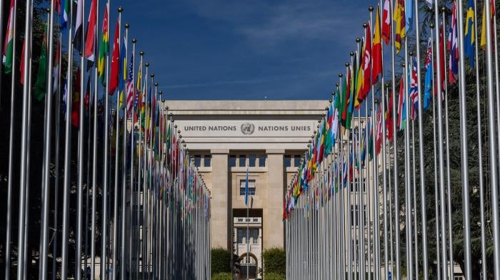 United Nations European headquarters in Geneva, Switzerland, September 11, 2023. 