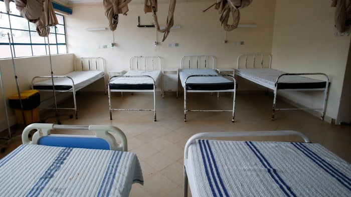 Empty beds in a ward at the Kiambu Referral Hospital, Kenya, as doctors and medical practitioners strike to demand payment of their salaries and other grievances, April 23, 2024.