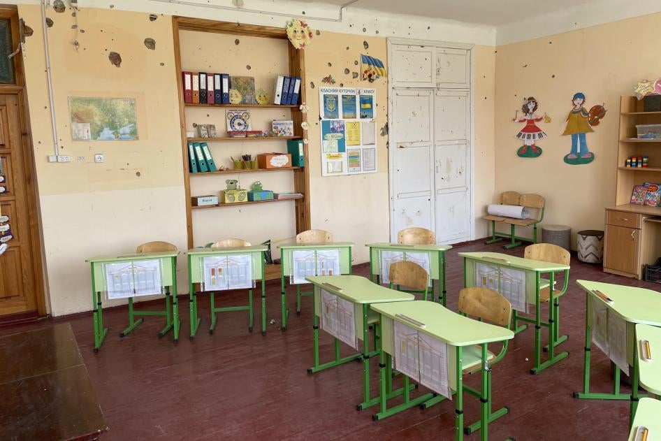 Desks in a classroom