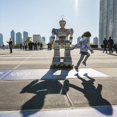 Campaign to Stop Killer Robots robot at the United Nations in New York in October 2019. 