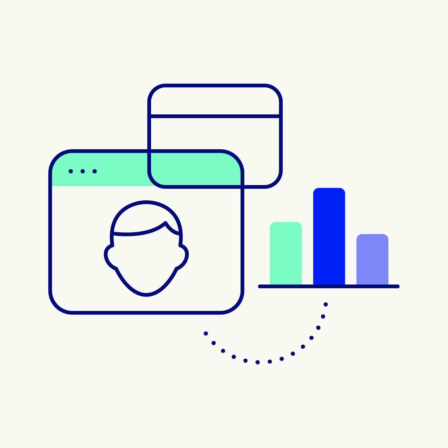 Symbolic illustration for IT Service Centre FDJP in facts and figures with diagram and human being