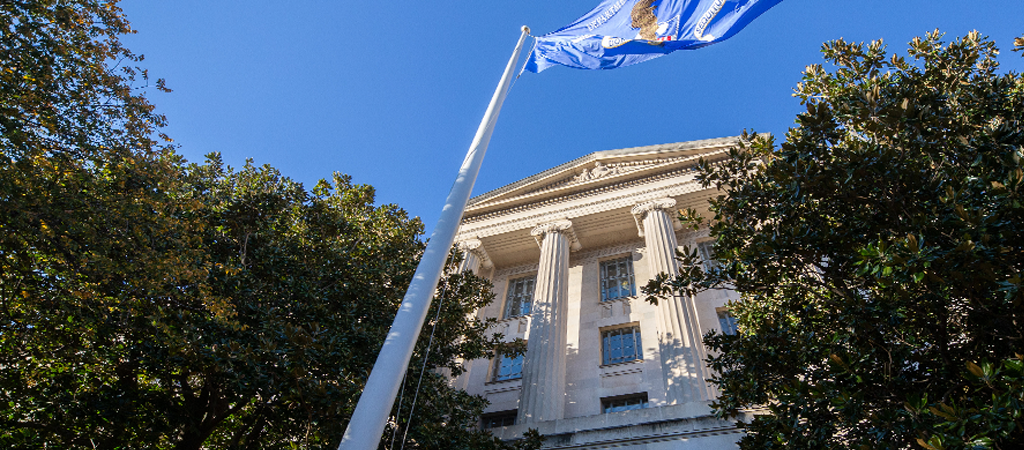 DOJ Building and Flag