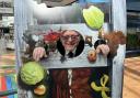 Town mayor Cllr John Kirby in the stocks