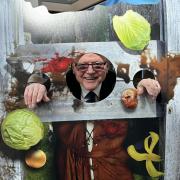 Town mayor Cllr John Kirby in the stocks