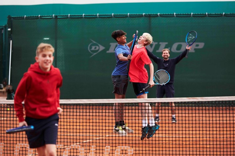 LTA Youth compete players celebrating winning a point