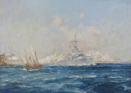 HOMEWARD BOUND: HMS AMETHYST LEAVING MALTA, OCTOBE