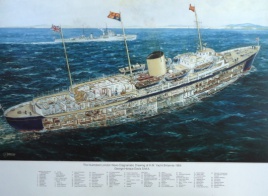 The Royal Yacht BRITANNIA: cut- away drawing of 1954 by G H Davis