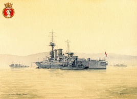 HMS IRON DUKE, becalmed