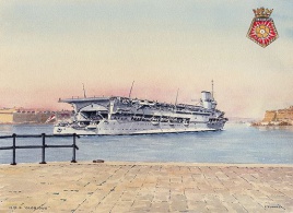 HMS GLORIOUS arriving in Grand Harbour Malta, 1930s