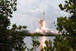 A SpaceX Falcon 9 rocket carrying the company's Crew Dragon spacecraft is launched from Launch Complex 39A on NASA’s SpaceX Demo-2 mission to the International Space Station with NASA astronauts Robert Behnken and Douglas Hurley aboard, Saturday, May 30, 2020, at NASA’s Kennedy Space Center in Florida. The Demo-2 mission is the first launch with astronauts of the SpaceX Crew Dragon spacecraft and Falcon 9 rocket to the International Space Station as part of the agency’s Commercial Crew Program.