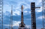 A SpaceX Falcon 9 rocket with NASA’s PACE (Plankton, Aerosol, Cloud, ocean Ecosystem) spacecraft stands vertical at Space Launch Complex 40 at Cape Canaveral Space Force Station in Florida.