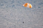 Here, the training model of the sample return capsule is seen is seen during a drop test in preparation for the retrieval of the sample return capsule from NASA's OSIRIS-REx mission, Wednesday, Aug. 30, 2023, at the Department of Defense's Utah Test and Training Range. The sample was collected from asteroid Bennu in October 2020 by NASA’s OSIRIS-REx spacecraft and will return to Earth on September 24th, landing under parachute at the Utah Test and Training Range.