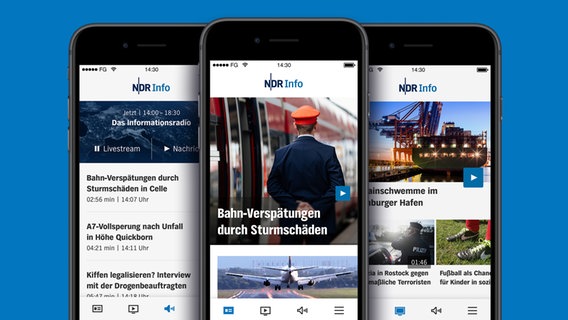 Smartphones, auf denen die NDR Info App installiert ist. © NDR 