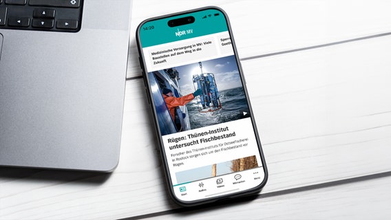 Ein Smartphone zeigt die Startseite der neuen NDR MV App © NDR Foto: IMAGO. / Bihlmayerfotografie