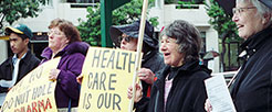 People marching in protest.