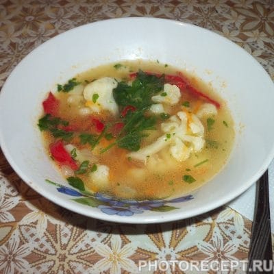 Легкий овощной суп из цветной капусты - рецепт с фото