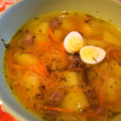 Легкий суп с куриными сердечками - рецепт с фото