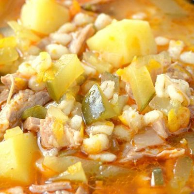 Рассольник-суп с солеными огурцами и перловкой - рецепт с фото