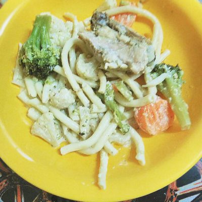 Спагетти с курицей и брокколи в сливочном соусе - рецепт с фото
