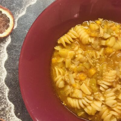 Суп с баклажанами на курином бульоне в казане - рецепт с фото