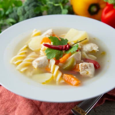 Куриный суп с овощами и макаронами - рецепт с фото