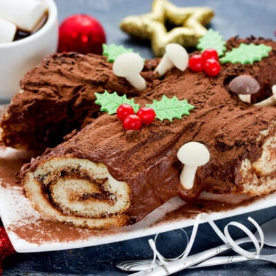Бисквитный рулет с шоколадом «Рождественское полено» - рецепт с фото