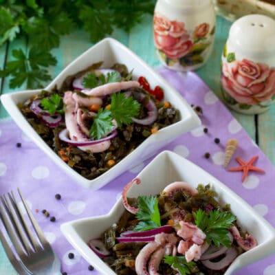 Салат из морской капусты с осьминогами - рецепт с фото